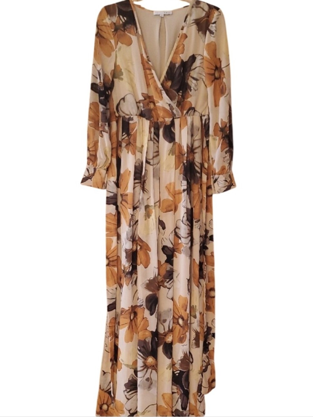 Baltic Born Lydia Fall Floral Maxi Dress - Cream & Brown Camel Floral Size XS